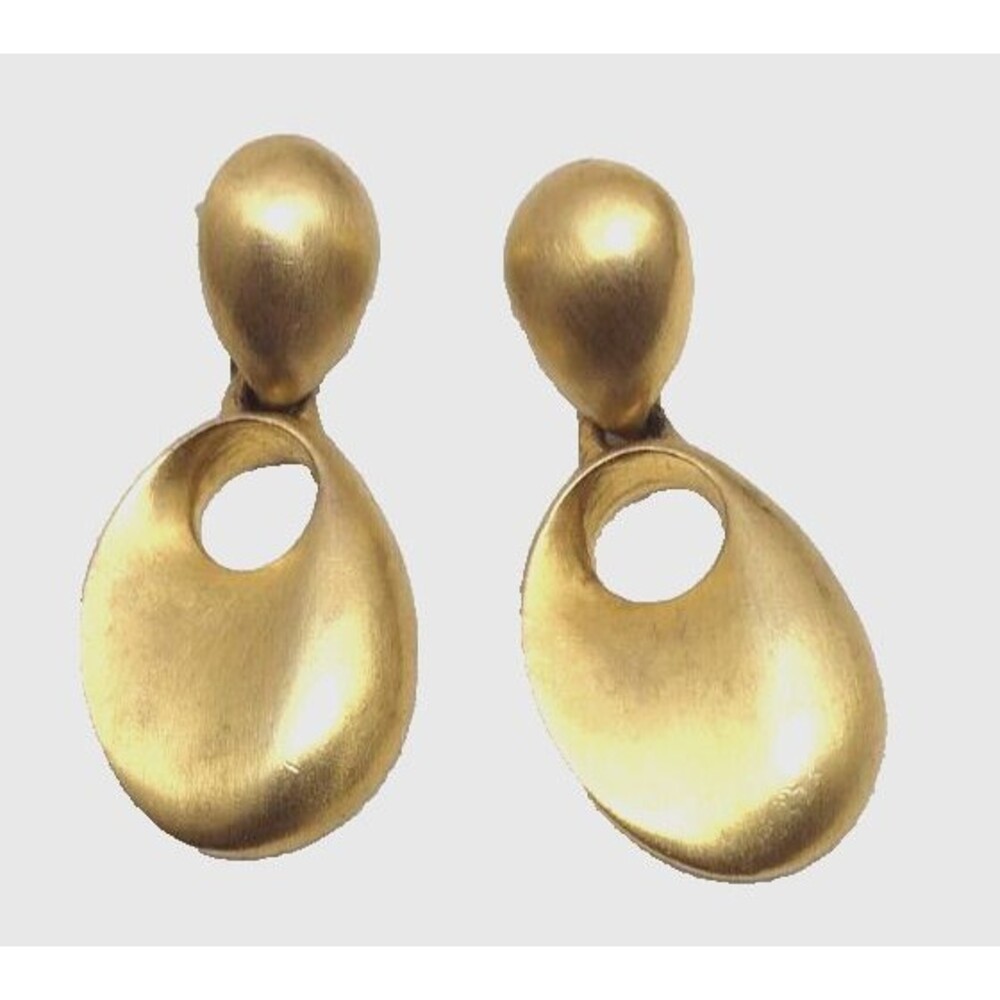 Vintage 90s Satin Gold tone Dangle Earrings Minimalist
